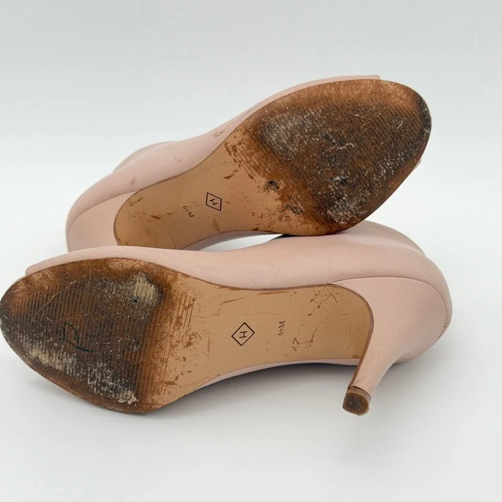Halogen Blush Pink Leather Peep Toe Ankle Booties‎ Heels Women's 6.5M